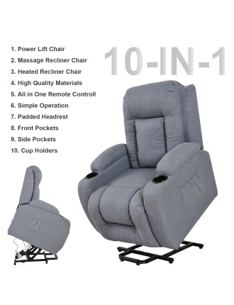 On Sale Advwin Power Lift Recliner 8 Point Massage Chair Heating New Stock