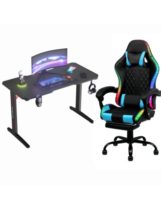 On Sale Advwin Gaming Desk & Gaming Chair RGB LED Massage Office Chair Just In