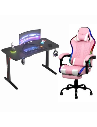 On Sale Advwin Gaming Desk & Gaming Chair RGB LED Massage Office Chair In Stock