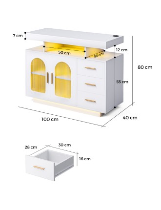 On Sale Advwin LED Sideboard Buffet Cabinet w/Charging Station Ready for Shipment