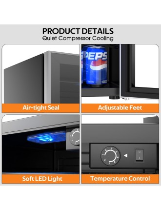 On Sale Advwin 46L Bar Fridge Glass Door Mini Fridge Refrigerator