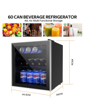 On Sale Advwin 46L Bar Fridge Glass Door Mini Fridge Refrigerator