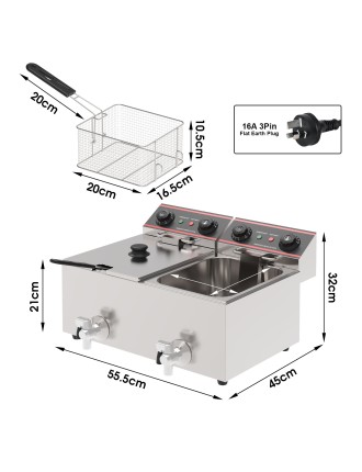 On Sale Advwin 16L Electric Commercial Deep Fryer with Timer On Hand Now