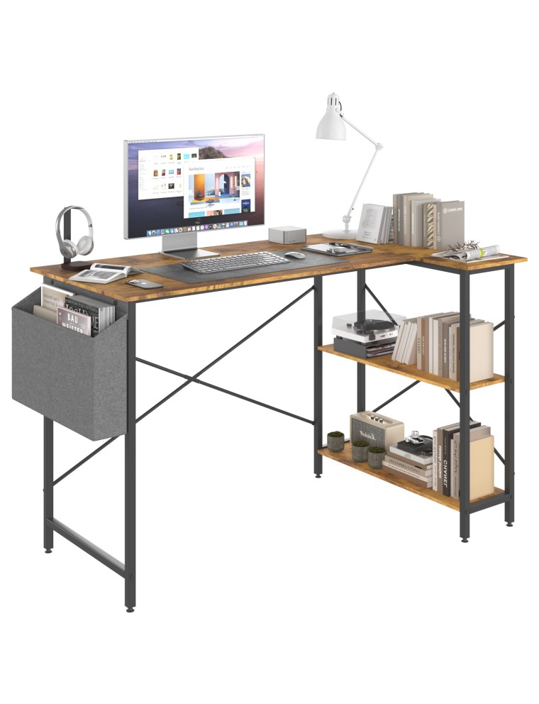 On Sale Advwin L Shaped Computer Desk with Storage Shelves Available for Immediate Shipping